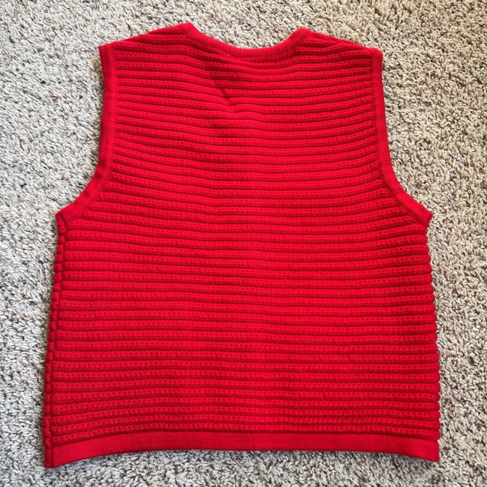 Joie Red Ribbed Button-Front Knit Vest - Picture 2 of 2